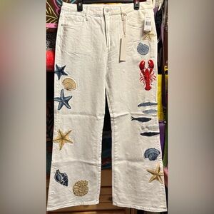 DRIFTWOOD White Pants with Nautical Embroidery